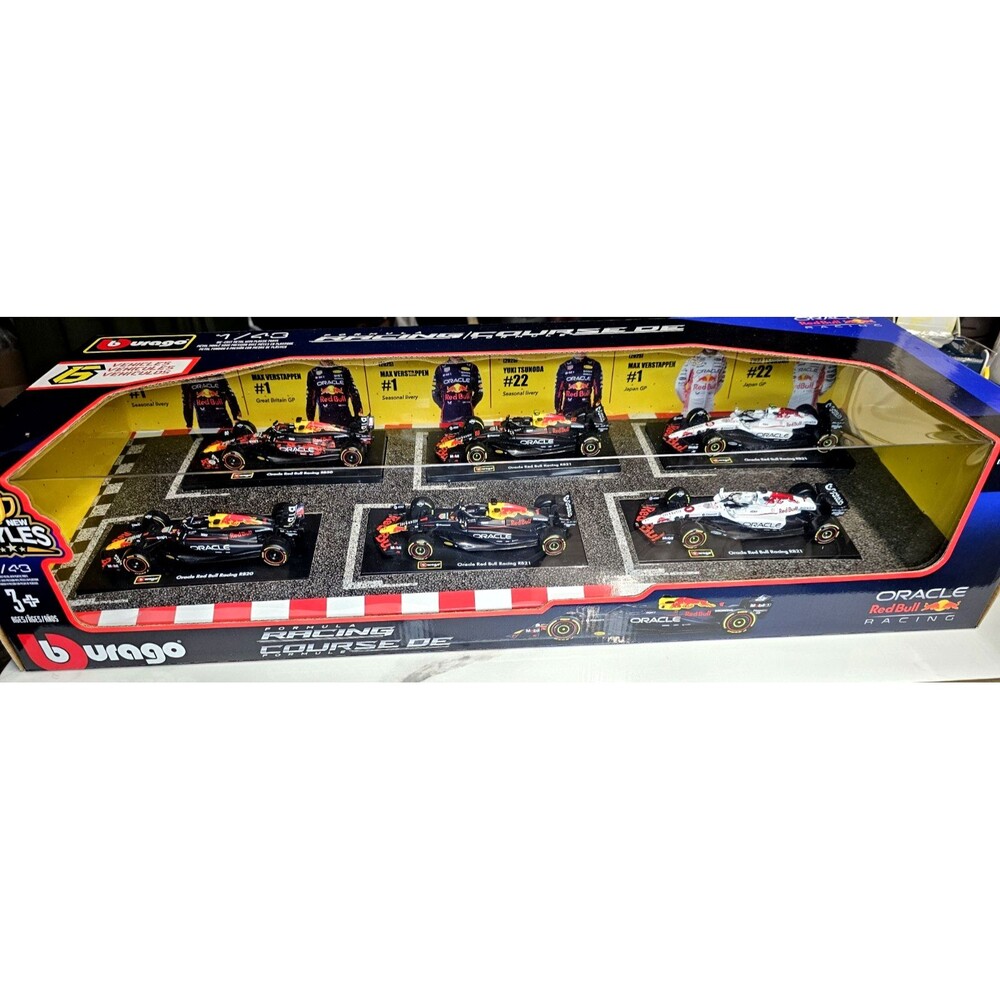 Bburago 2025 Oracle Red Bull Racing F1 1:43 Die Cast 6 Car Set Display Box